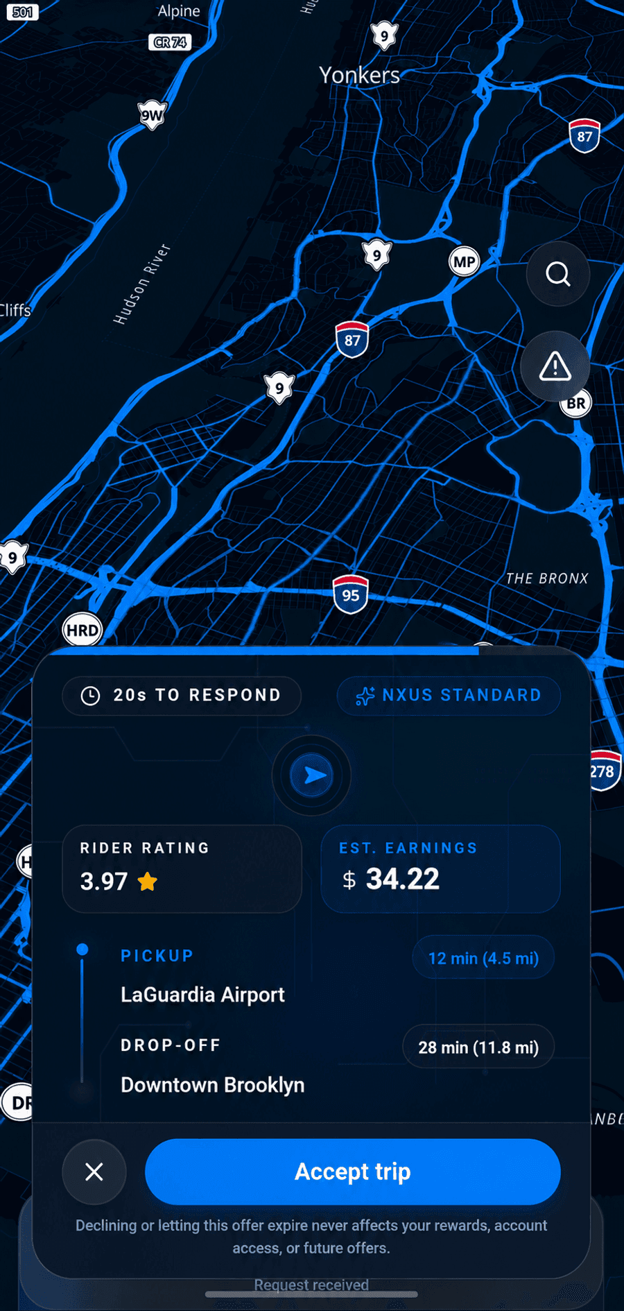 Nxus app — home screen